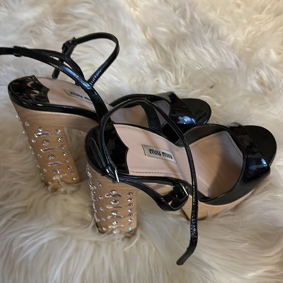 Like new Black miu miu platform high heels with crystals - Picture 3 of 6